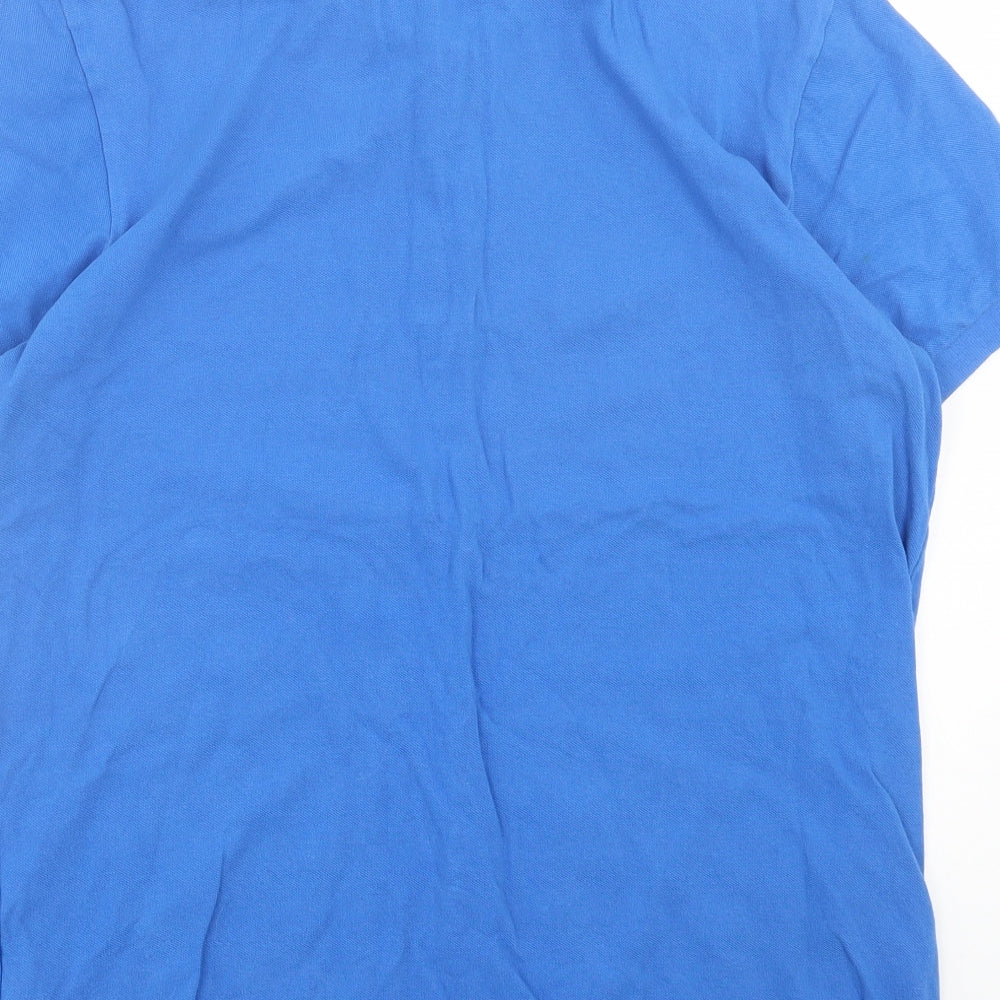 adidas Mens Blue Cotton Polo Size L Collared Button