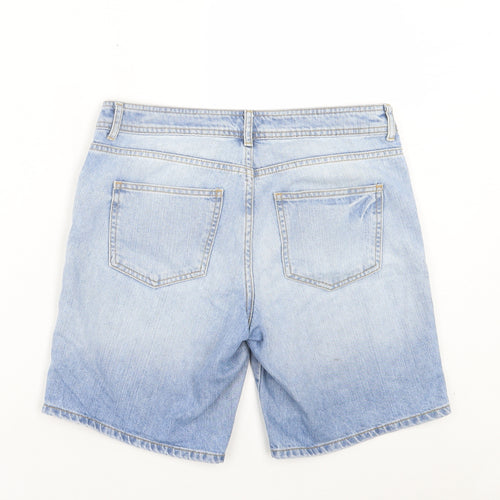 Denim & Co. Womens Blue Cotton Bermuda Shorts Size 12 L8 in Regular Button