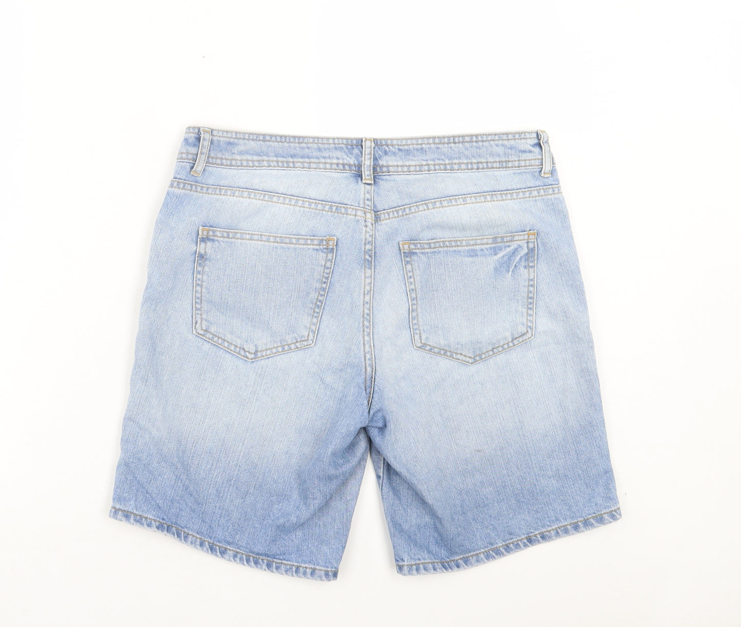 Denim & Co. Womens Blue Cotton Bermuda Shorts Size 12 L8 in Regular Button