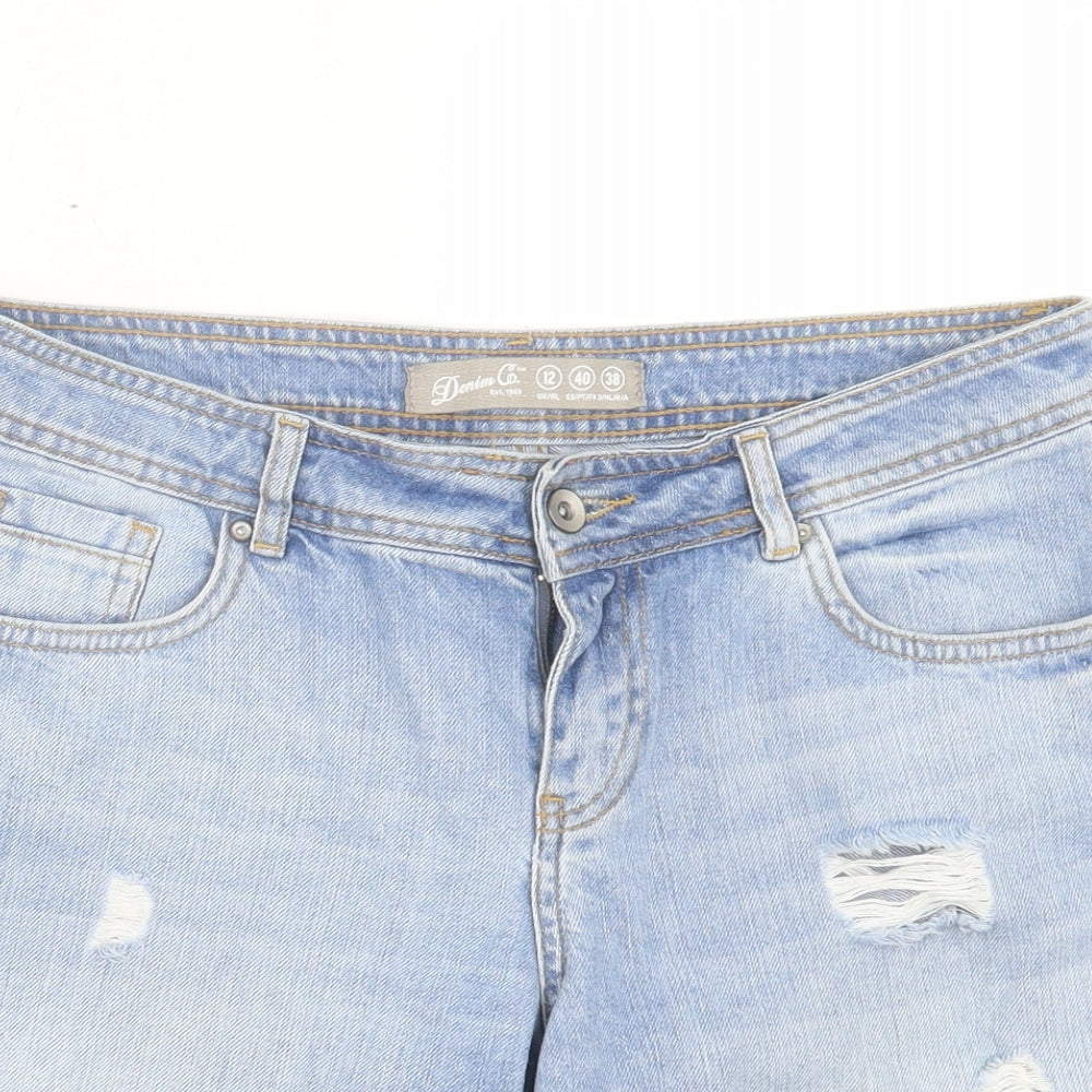 Denim & Co. Womens Blue Cotton Bermuda Shorts Size 12 L8 in Regular Button