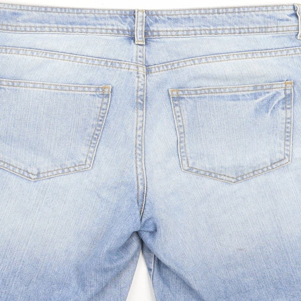Denim & Co. Womens Blue Cotton Bermuda Shorts Size 12 L8 in Regular Button