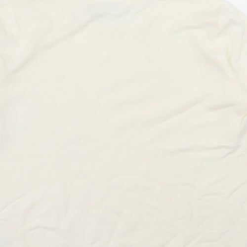 BHS Womens Ivory Acrylic Basic T-Shirt Size 14 Crew Neck