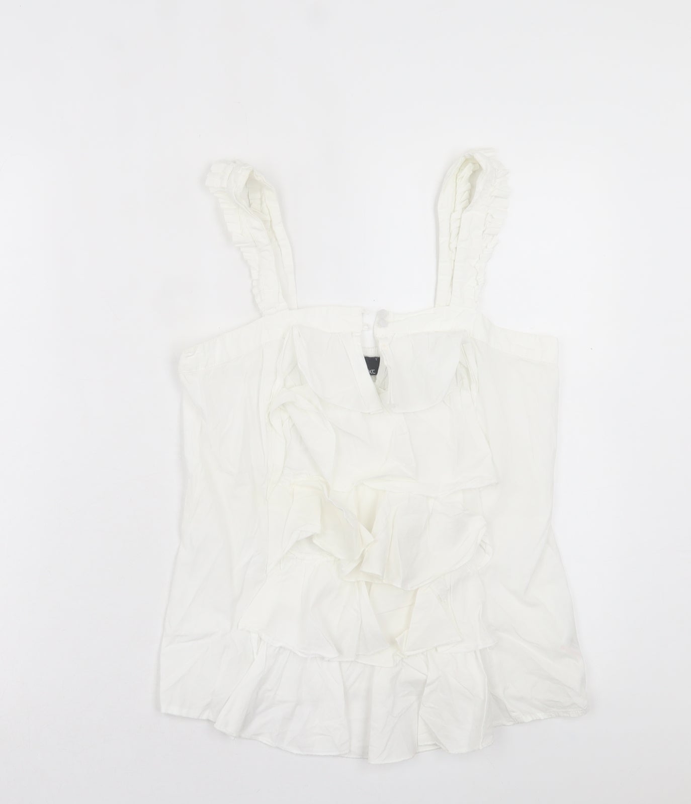 NEXT Womens White Cotton Basic Tank Size 8 Square Neck