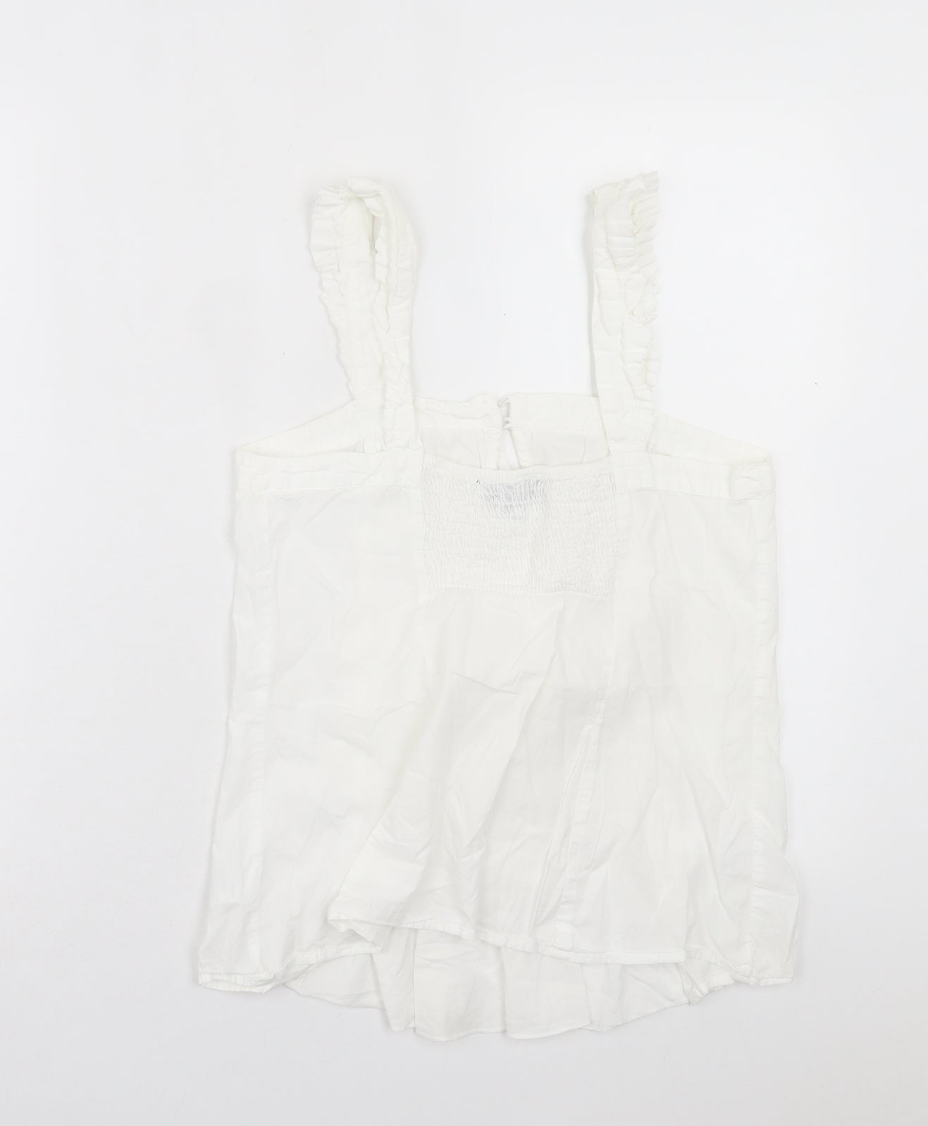 NEXT Womens White Cotton Basic Tank Size 8 Square Neck