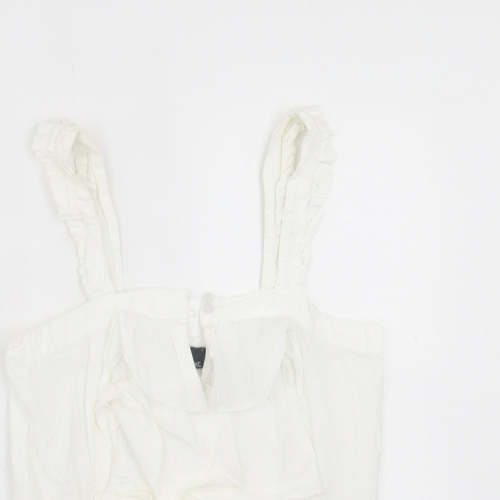 NEXT Womens White Cotton Basic Tank Size 8 Square Neck