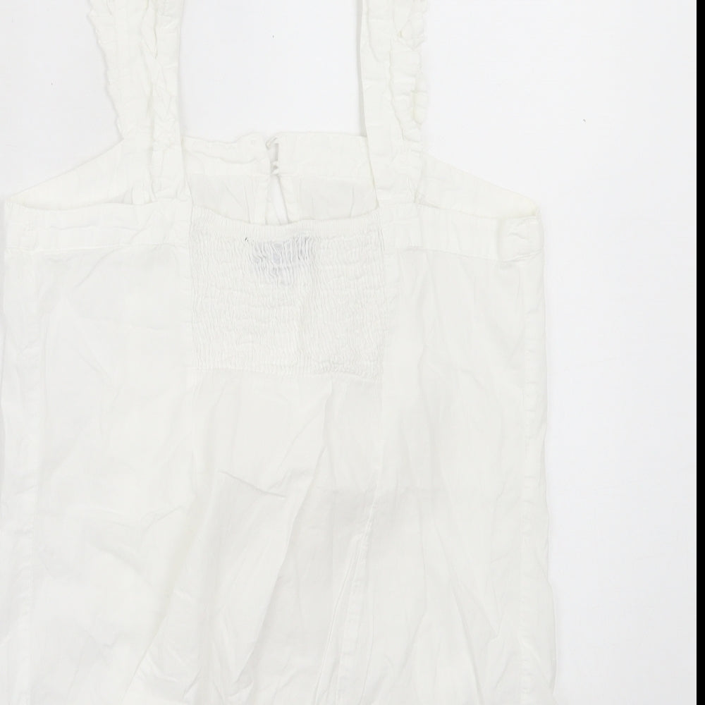 NEXT Womens White Cotton Basic Tank Size 8 Square Neck