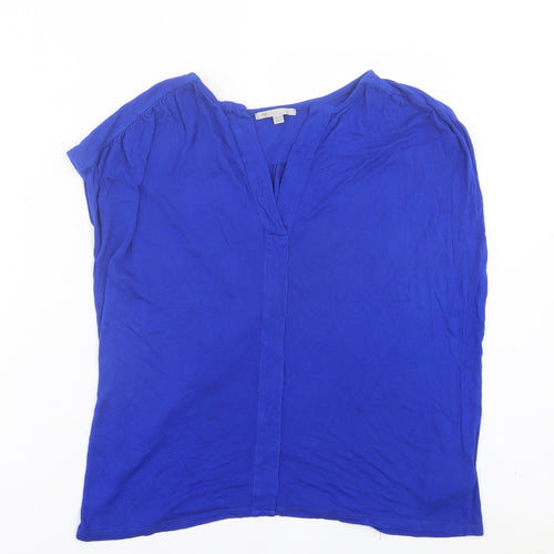 Gap Womens Blue Viscose Basic T-Shirt Size L V-Neck