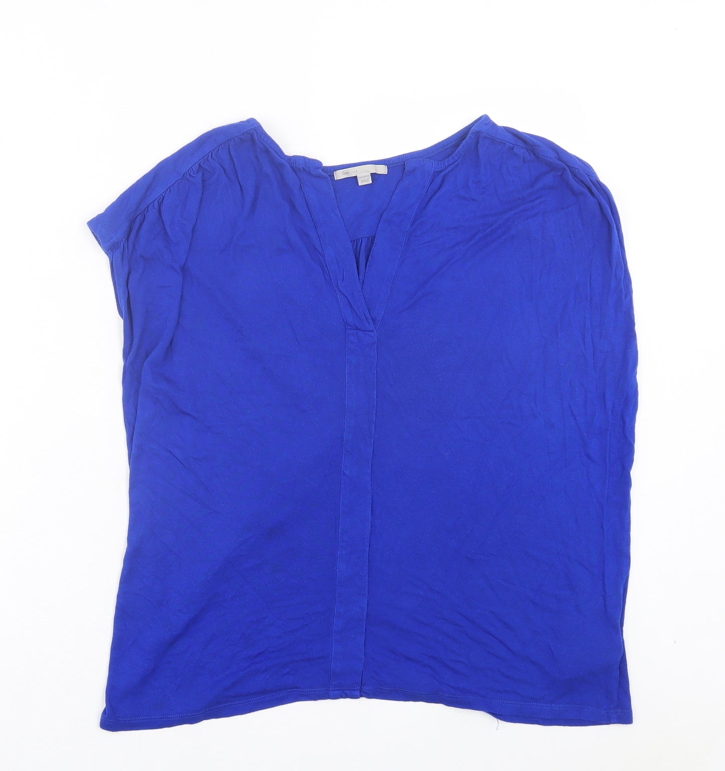 Gap Womens Blue Viscose Basic T-Shirt Size L V-Neck
