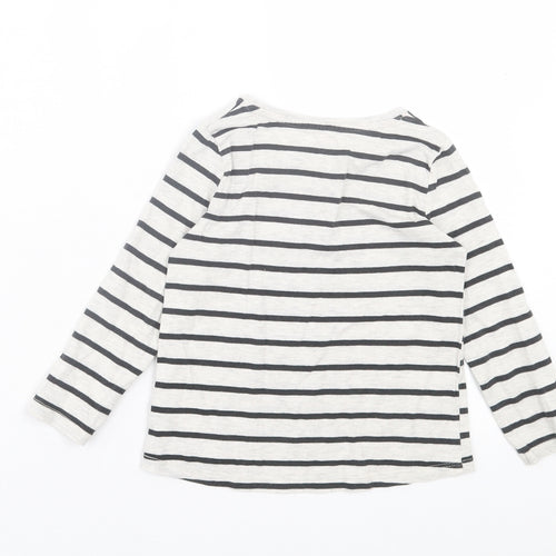 H&M Girls Grey Striped Cotton Basic Casual Size 2-3 Years Crew Neck Pullover