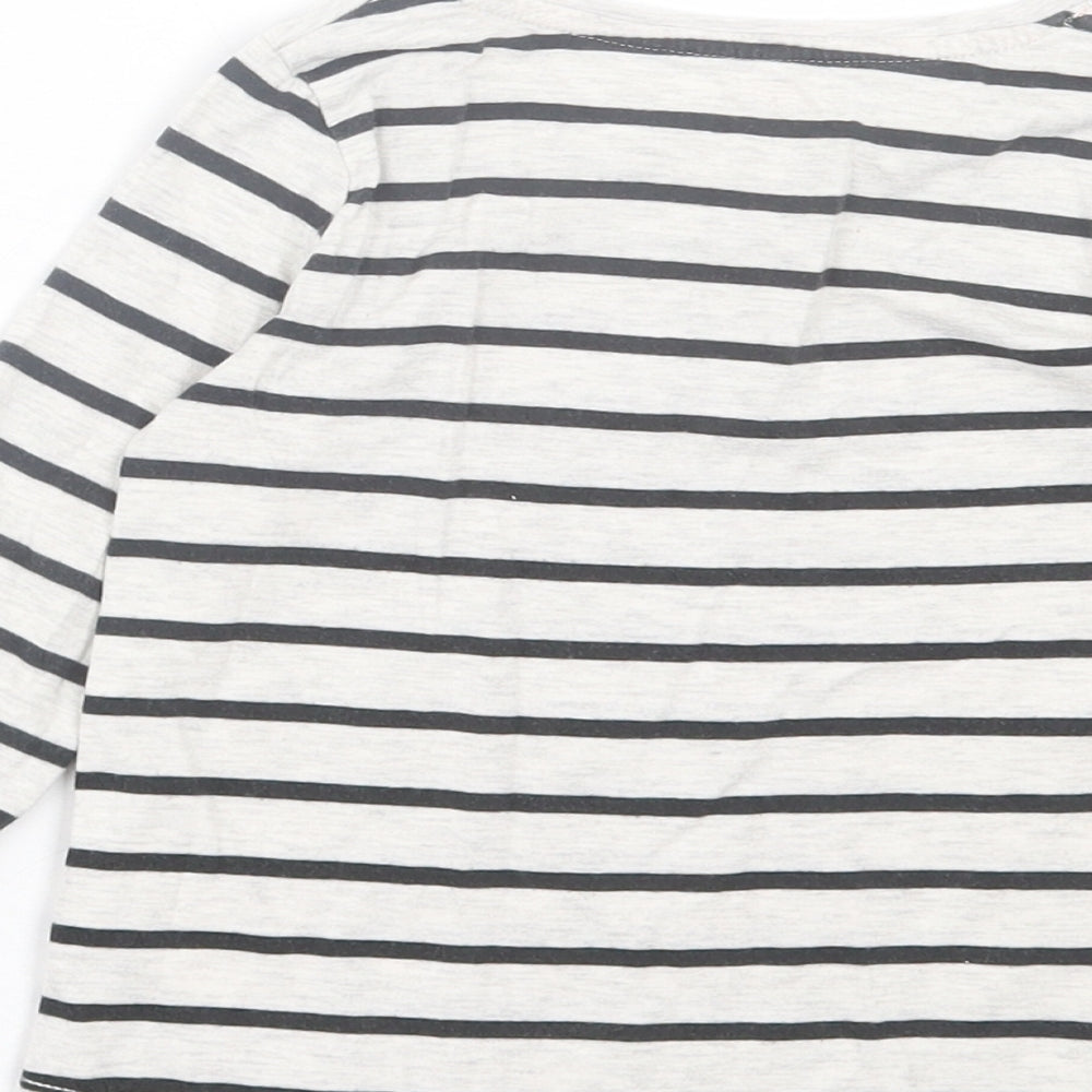H&M Girls Grey Striped Cotton Basic Casual Size 2-3 Years Crew Neck Pullover