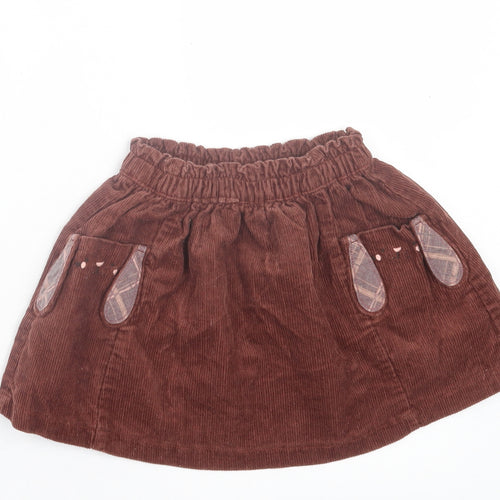 NEXT Girls Brown Cotton A-Line Skirt Size 2 Years Regular Pull On