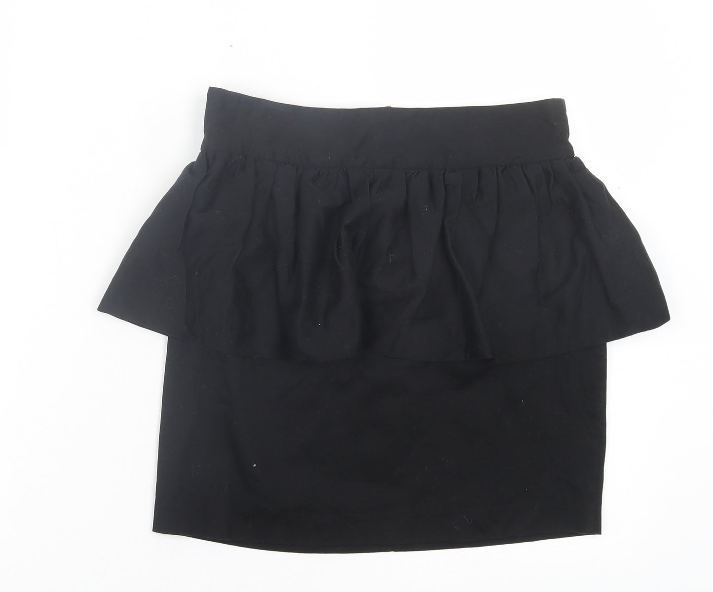 Miso Womens Black Cotton A-Line Skirt Size 10 Zip