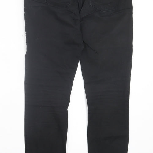 Denim & Co. Womens Black Cotton Jegging Trousers Size 12 L29 in Regular