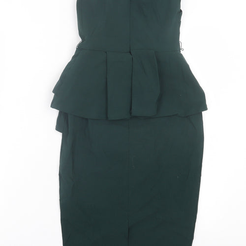ASOS Womens Green Viscose Bodycon Size 8 Sweetheart Zip