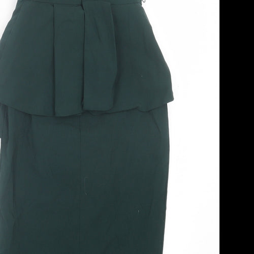 ASOS Womens Green Viscose Bodycon Size 8 Sweetheart Zip