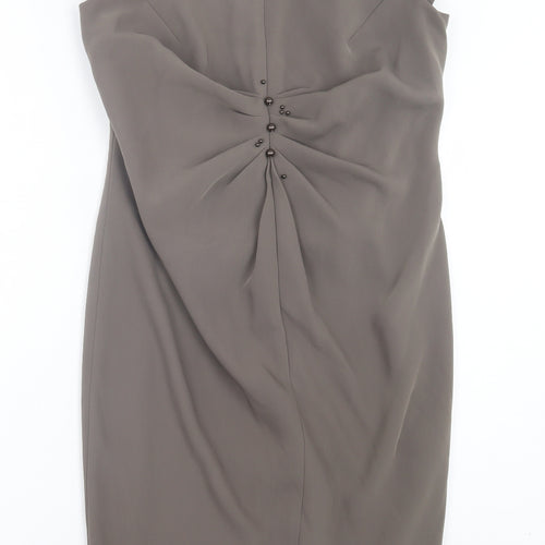 Idem Womens Grey Polyester Sheath Size 12 Scoop Neck Zip