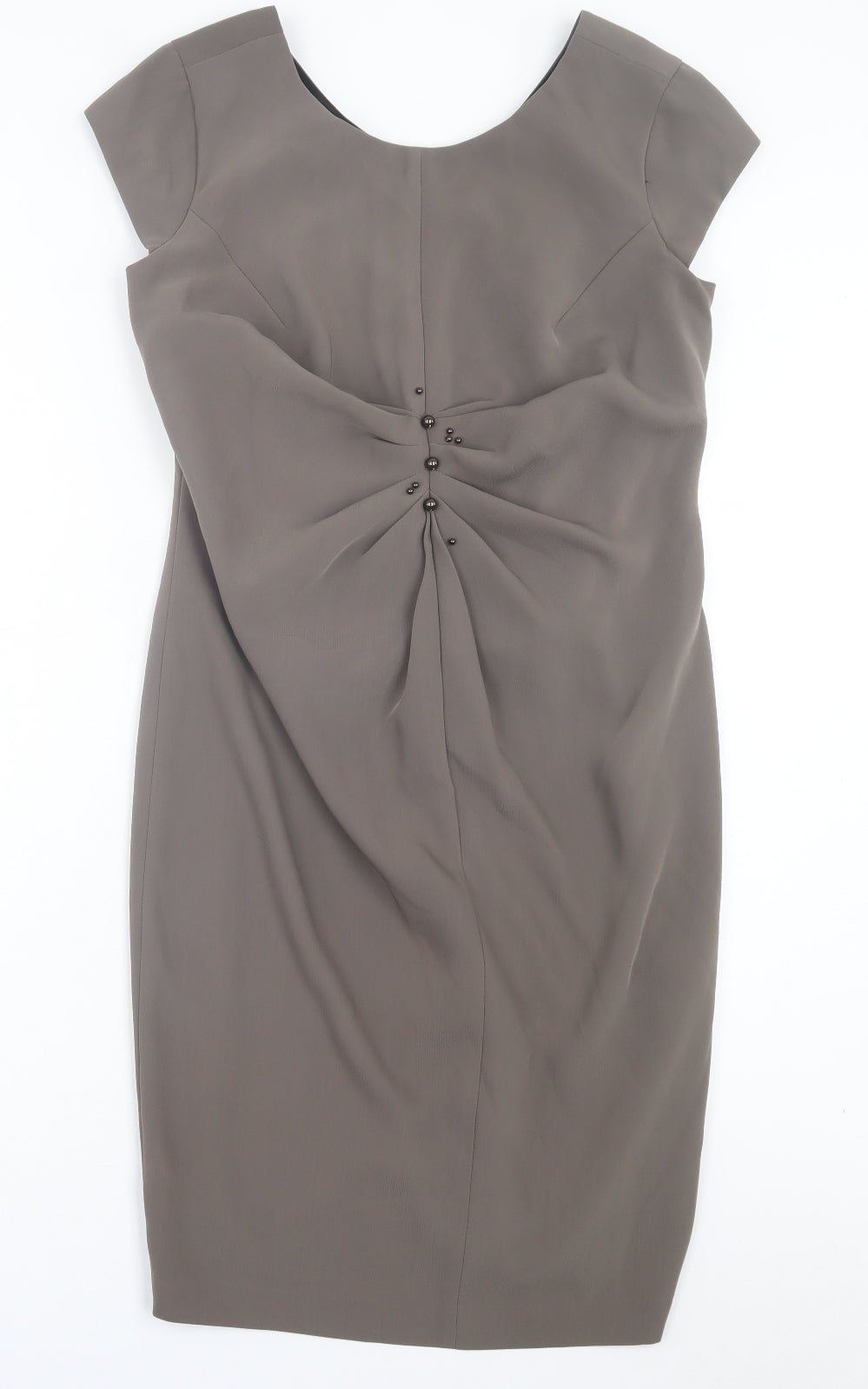 Idem Womens Grey Polyester Sheath Size 12 Scoop Neck Zip