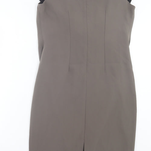 Idem Womens Grey Polyester Sheath Size 12 Scoop Neck Zip