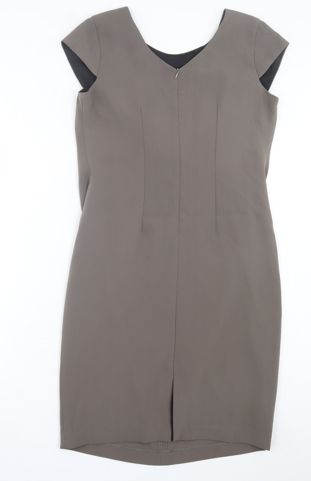 Idem Womens Grey Polyester Sheath Size 12 Scoop Neck Zip