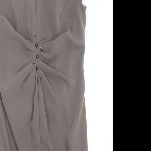 Idem Womens Grey Polyester Sheath Size 12 Scoop Neck Zip