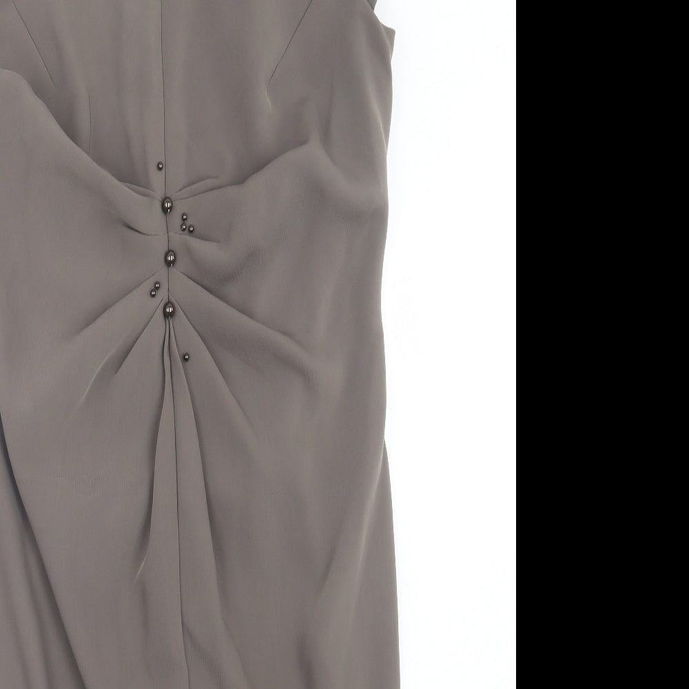 Idem Womens Grey Polyester Sheath Size 12 Scoop Neck Zip