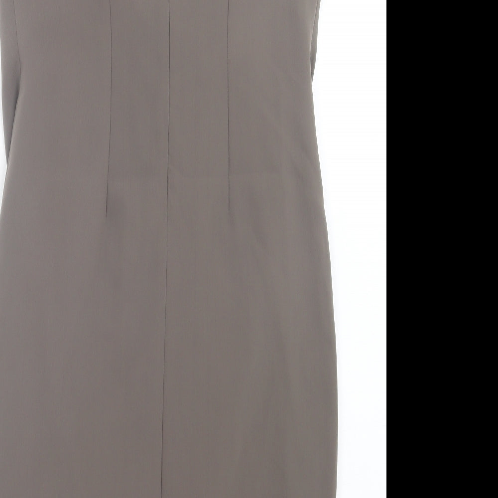 Idem Womens Grey Polyester Sheath Size 12 Scoop Neck Zip