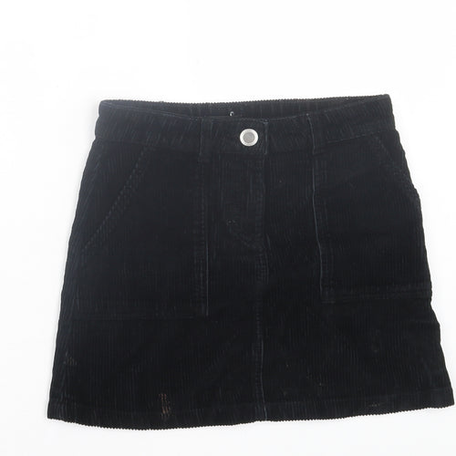 M&Co Girls Black Cotton A-Line Skirt Size 10 Years Regular Button