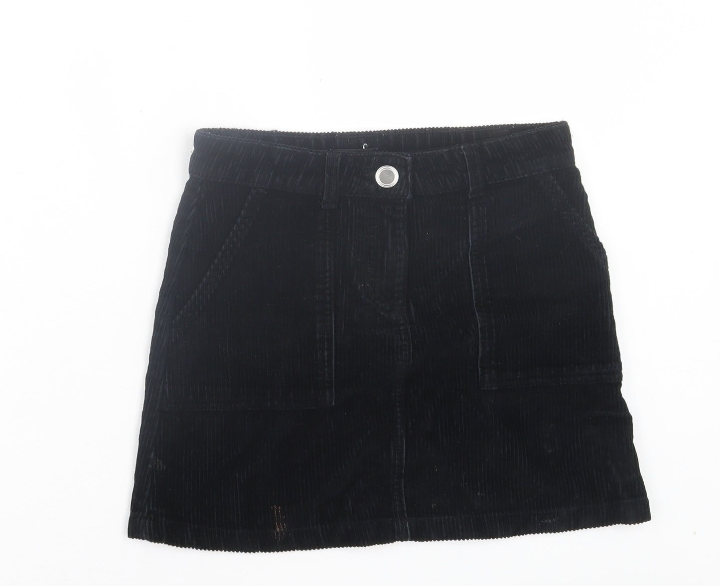 M&Co Girls Black Cotton A-Line Skirt Size 10 Years Regular Button