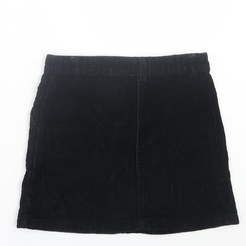 M&Co Girls Black Cotton A-Line Skirt Size 10 Years Regular Button