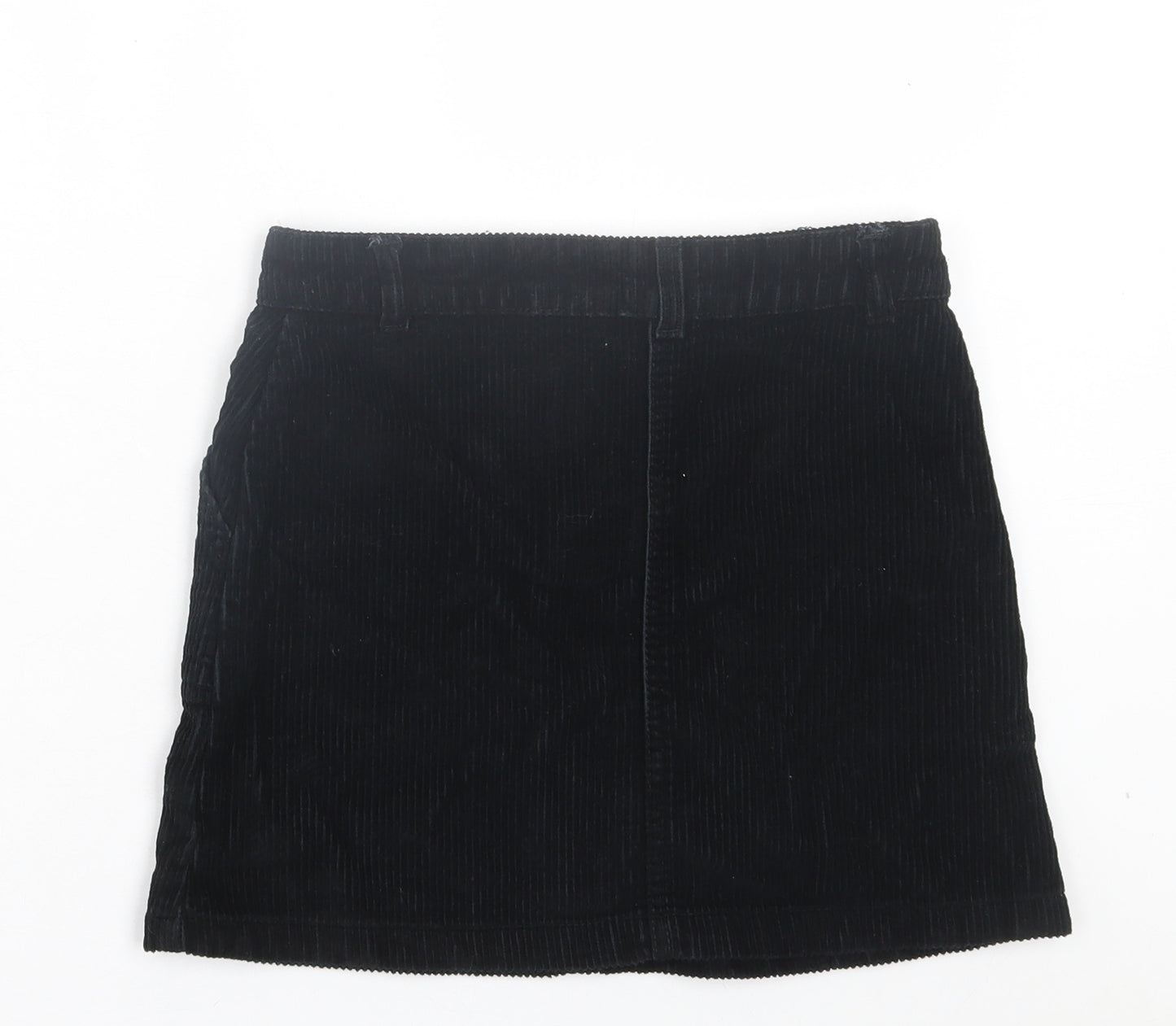 M&Co Girls Black Cotton A-Line Skirt Size 10 Years Regular Button