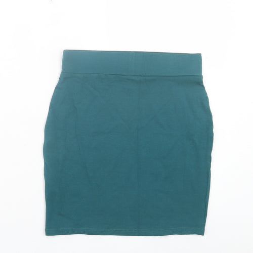 New Look Womens Green Cotton A-Line Skirt Size 8