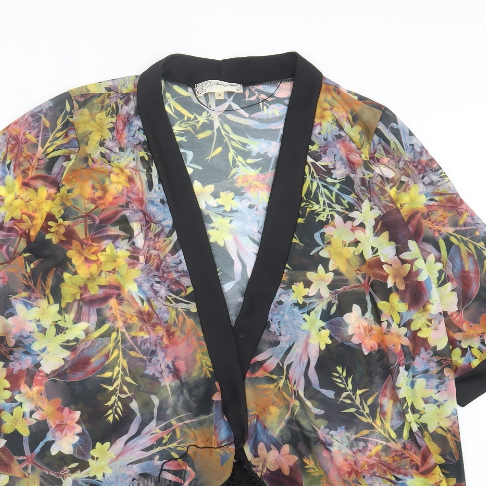 VOULEY VOUS Womens Multicoloured Floral Polyester Jersey Blouse Size L V-Neck