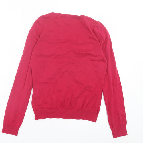 La Redoute Womens Pink V-Neck Cotton Cardigan Jumper Size 6