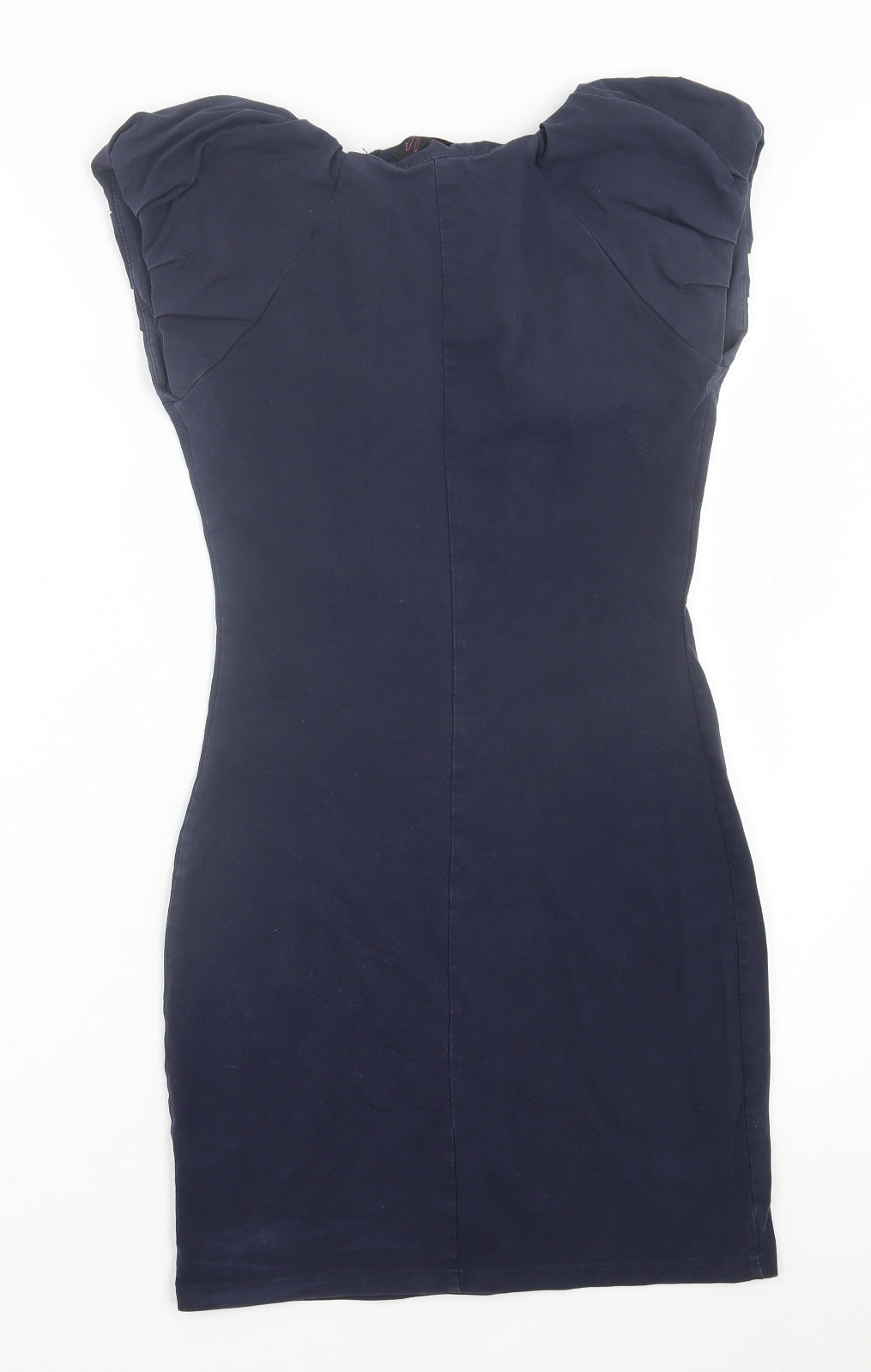 Lila Womens Blue Viscose Bodycon Size 8 Scoop Neck Pullover