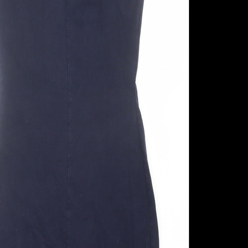 Lila Womens Blue Viscose Bodycon Size 8 Scoop Neck Pullover