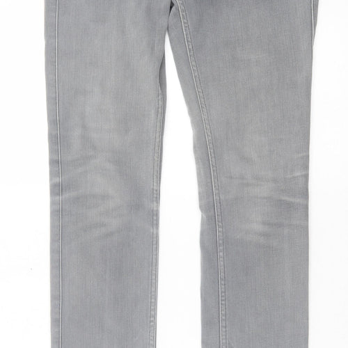Uniqlo Womens Grey Cotton Skinny Jeans Size 6 L32 in Regular Button
