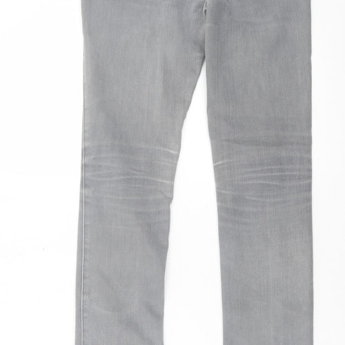 Uniqlo Womens Grey Cotton Skinny Jeans Size 6 L32 in Regular Button