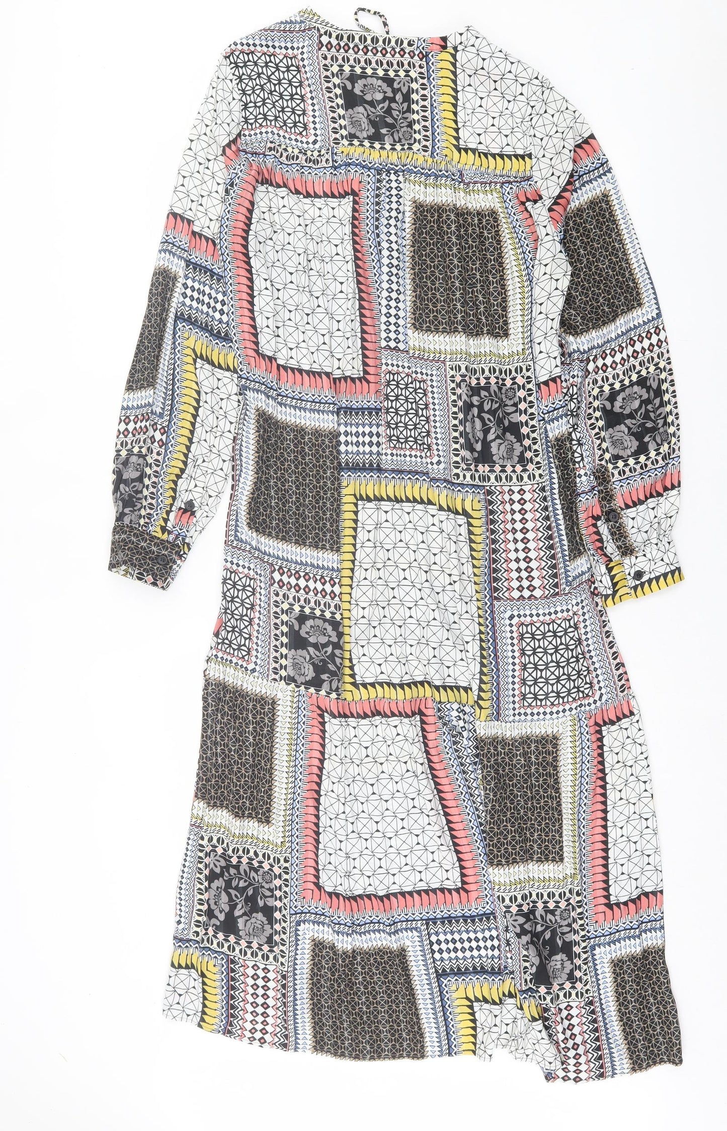 NEXT Womens Multicoloured Geometric Polyester A-Line Size 12 V-Neck Pullover