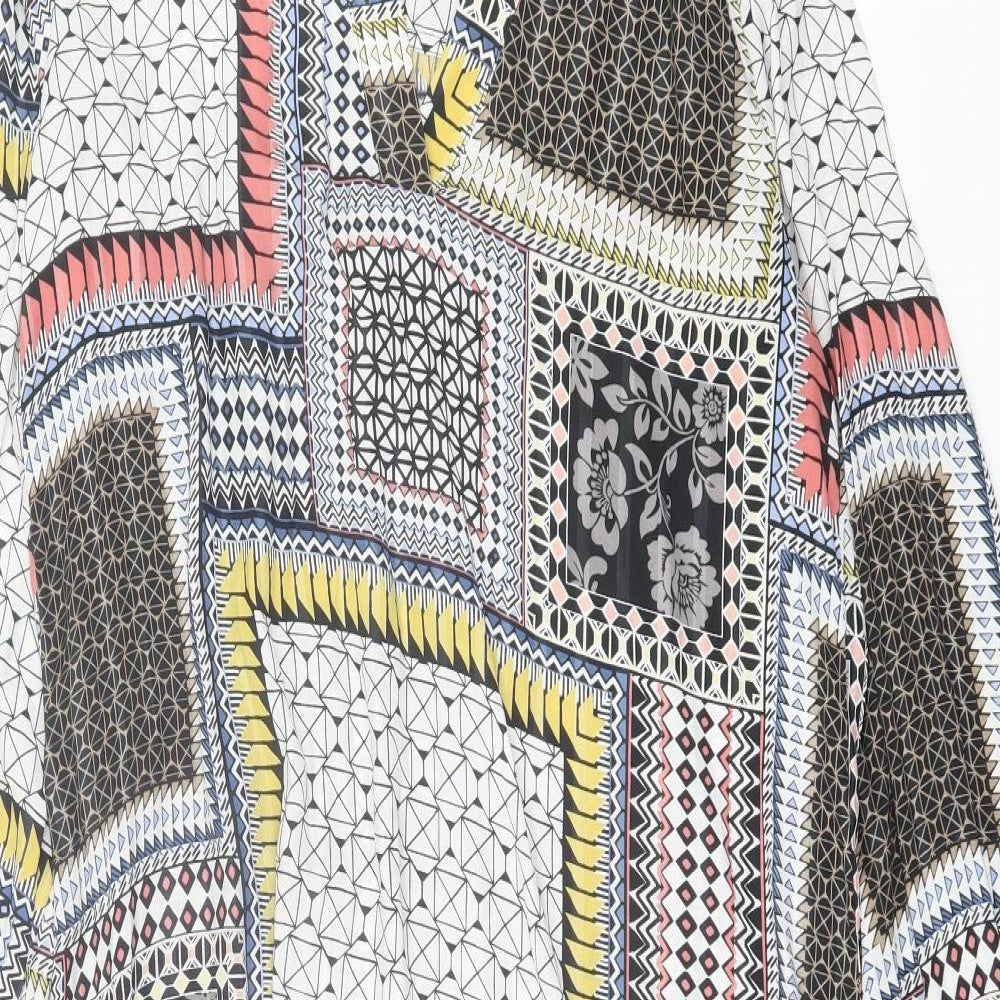NEXT Womens Multicoloured Geometric Polyester A-Line Size 12 V-Neck Pullover