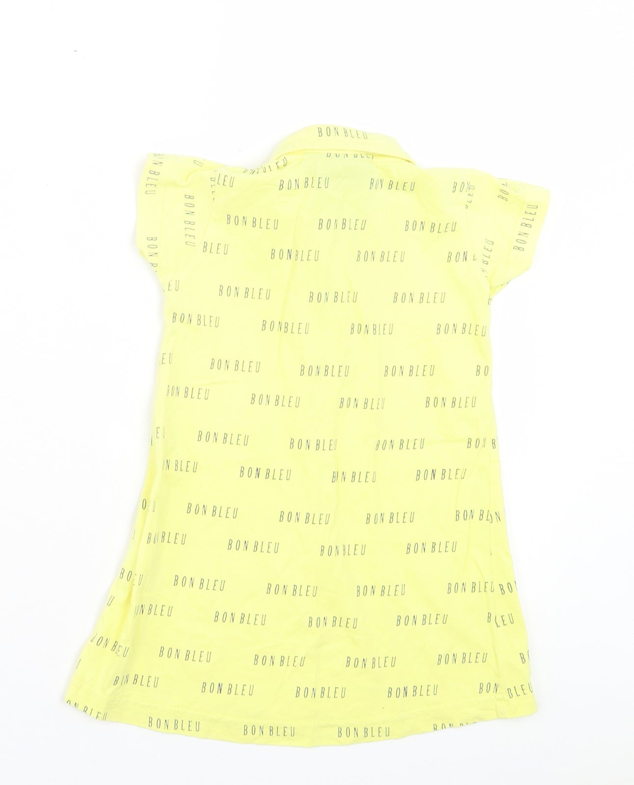 Bon Bleu Girls Yellow Geometric Cotton Shirt Dress Size 24 Months Collared Button