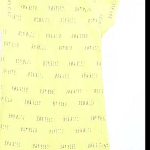 Bon Bleu Girls Yellow Geometric Cotton Shirt Dress Size 24 Months Collared Button