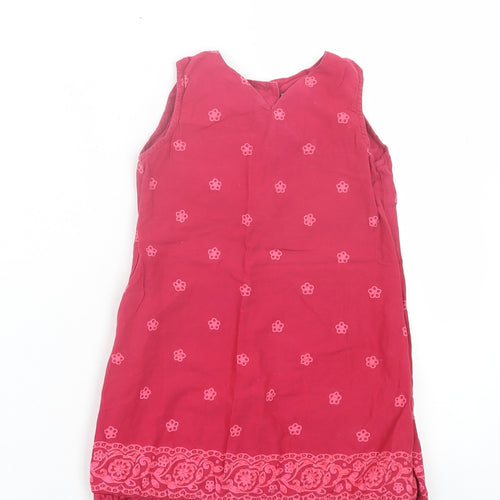 F&F Girls Pink Floral Cotton A-Line Size 18-24 Months V-Neck Button