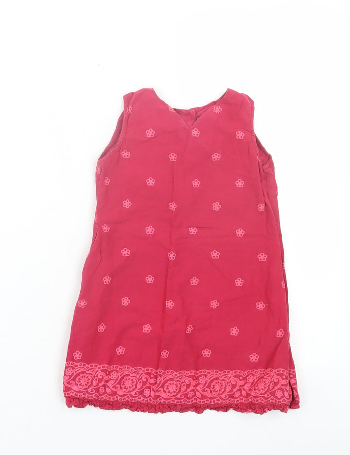 F&F Girls Pink Floral Cotton A-Line Size 18-24 Months V-Neck Button
