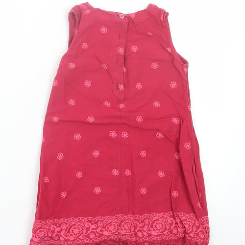 F&F Girls Pink Floral Cotton A-Line Size 18-24 Months V-Neck Button