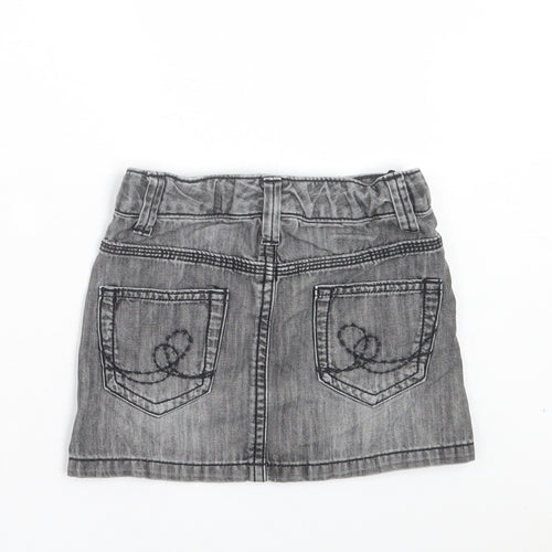 NEXT Girls Grey Cotton A-Line Skirt Size 4 Years Regular Button