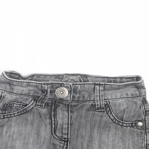 NEXT Girls Grey Cotton A-Line Skirt Size 4 Years Regular Button