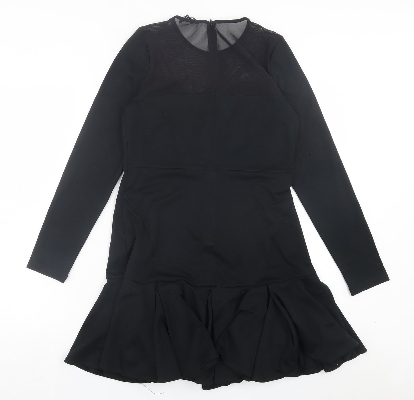 Abbey Clancy Womens Black Polyester A-Line Size 14 Crew Neck Zip