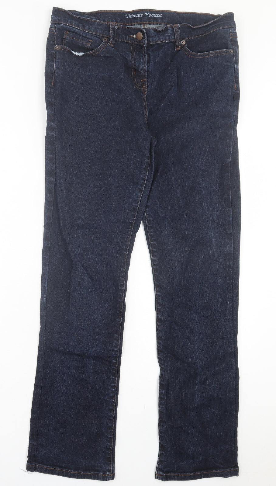 NEXT Womens Blue Cotton Bootcut Jeans Size 32 in L30 in Regular Button