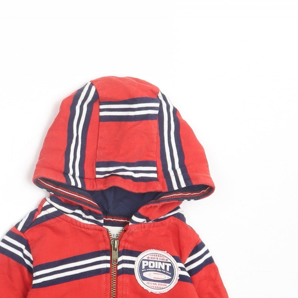 RESERVED Boys Red Striped Cotton Full Zip Jumper Size 0-3 Months Zip