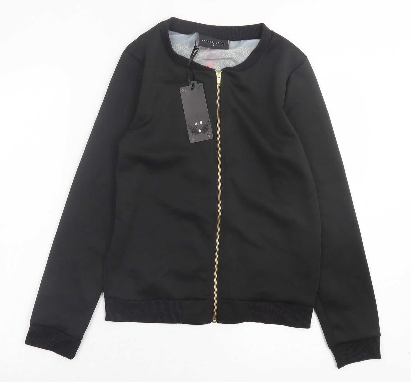 Damned Delux Womens Black Geometric Jacket Size S Zip